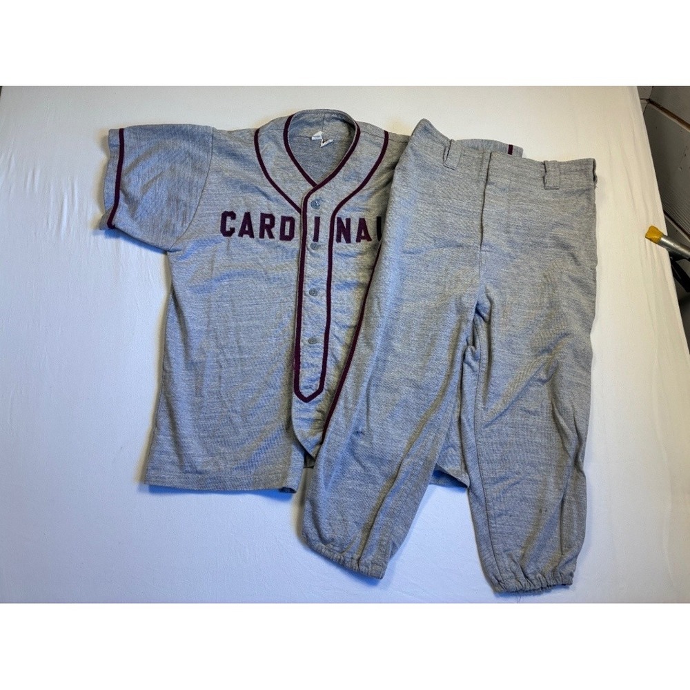 Russell Cardinal Youth Baseball Pants Gray Boys M 13-15 Years Elastic Cuff